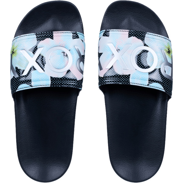 2026 Roxy Womens Slippy II Printed Slider Sandals ERJL100103 - Black Multi 1